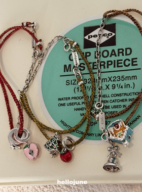 hellojune 圣诞红绿手编绳串珠手链 氛围感平安果手链 苹果手绳