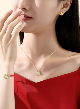 原创十二生肖招财龙项链复古本命年和田玉吊坠龙年国潮新中式项饰