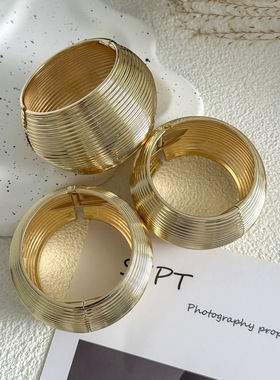 辣辣家欧美风夸张金属手镯女小众设计感高级气质百搭手环手饰