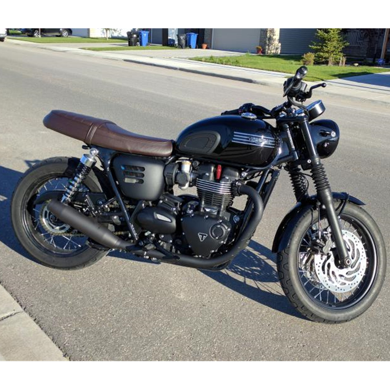 TRIUMPH凯旋Bonneville T100 T120改装排气管REMUS狼头尾段黑色-图1