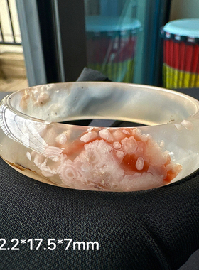 天然冰透红色樱花玛瑙手镯果冻底
