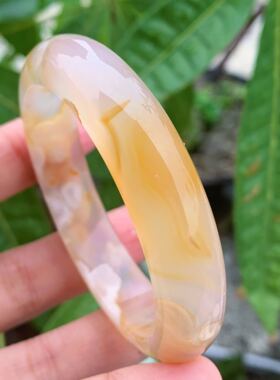 天然时尚樱花玛瑙手镯柠檬黄漂亮