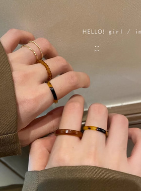ins复古气质仿古玉轻奢戒指食指百搭时尚精致简约小众