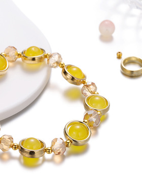 渐变色水晶玻璃儿童手链 琉璃学生手环手串首手饰