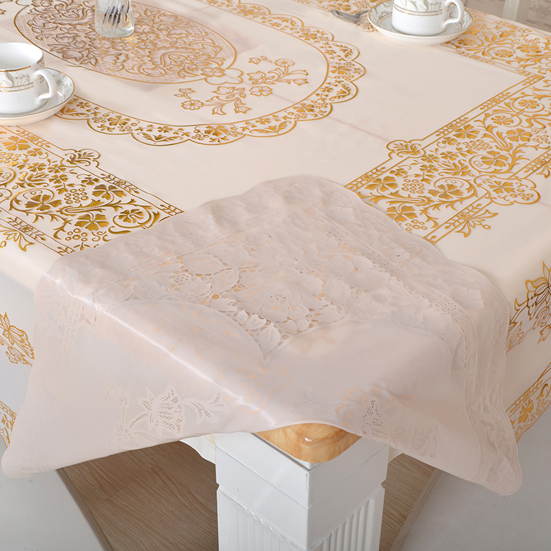 pvc烫金圆桌布防水防油防烫塑料免洗餐桌面垫长方形欧式台布
