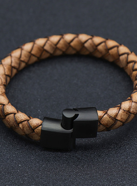 民族风褐色头层牛皮复古手链刻字