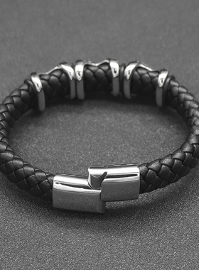 欧美朋克风钛钢黑色礼品刻字手链