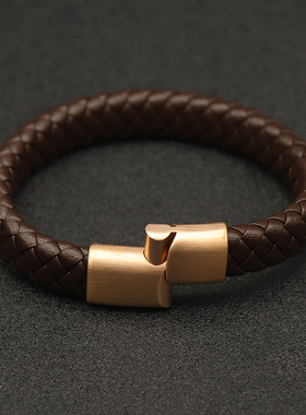 欧美复古霸气编织皮手