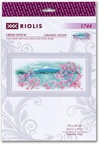 Riolis 1744 cherry blossom flower Fuji Mountain cross embroidered electronic drawings redrawing saga source files XSDs