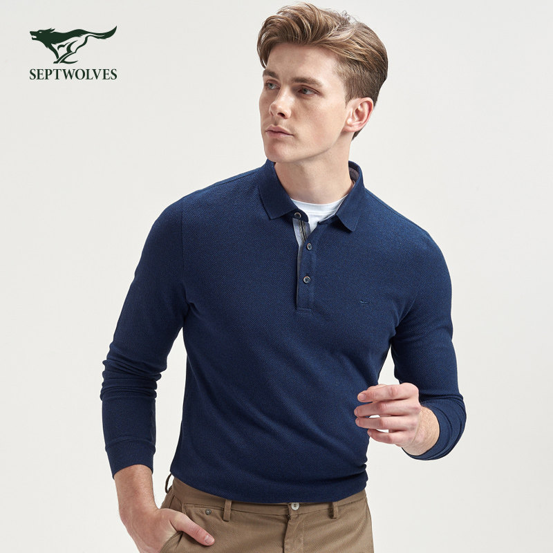 七匹狼 纯色 男式长袖POLO衫 聚划算+天猫优惠券折后￥149包邮（￥199-50）多色可选