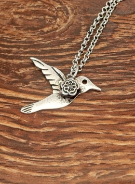 西洋欧美镀银花朵和平鸽森女文艺范复古VINTAGE百搭项链