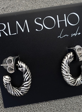 拉睦RLM SOHO纹饰做旧金银双色中世纪古典宫廷风森女文艺范耳环饰