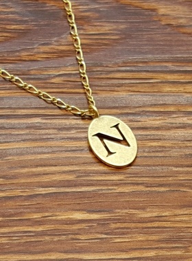 亚光磨花镀金字母N小清新森女文艺范简洁百搭创意复古风小项链