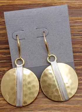 手工绕丝哑光磨花镀金设计师腔调森女文艺术气质潮人耳环项圈套装