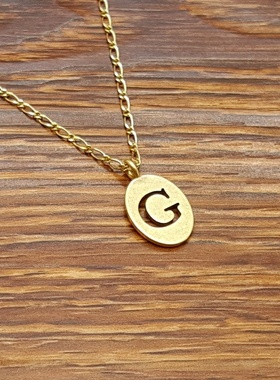 亚光磨花镀金字母G小清新森女文艺范简洁百搭创意复古风小项链