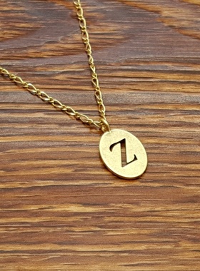 亚光磨花镀金字母Z小清新森女文艺范简洁百搭创意复古风小项链