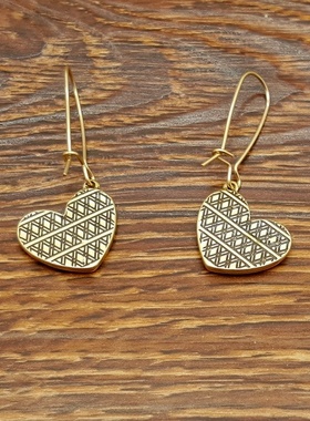 双面做工桃心爱心西洋欧美风复古VINTAGE森女文艺范耳环项链套装