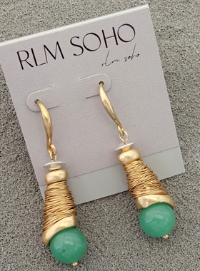 拉睦RLM SOHO手工缠丝绿色原石设计师腔调文艺术气质耳环项链套装