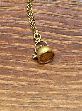 做旧金色小茶壶水壶西洋欧美风创意别致复古百搭款式项链