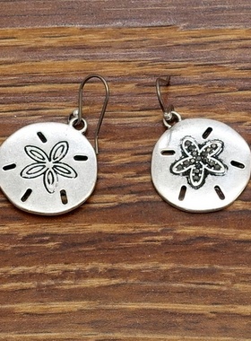 欧美风做旧银色海星镂空花盘青春文艺范森女耳坠项链套装