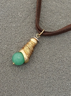 拉睦RLM SOHO手工缠丝绿色原石设计师腔调文艺术范潮人休闲风项链