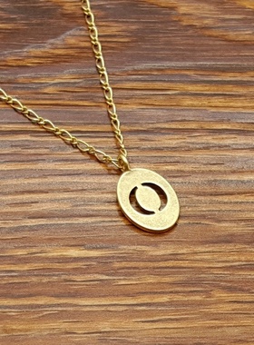 亚光磨花镀金字母O小清新森女文艺范简洁百搭创意复古风小项链