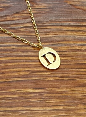 亚光磨花镀金字母D小清新森女文艺范简洁百搭创意复古风小项链
