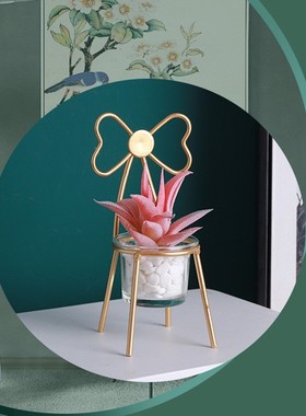 北欧ins铁艺椅子多肉工艺品摆件烛台创意家居 桌面盆栽装饰品餐桌