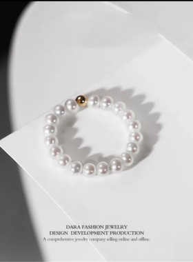 18k金珠淡水珍珠时尚气质法式复古小众戒指