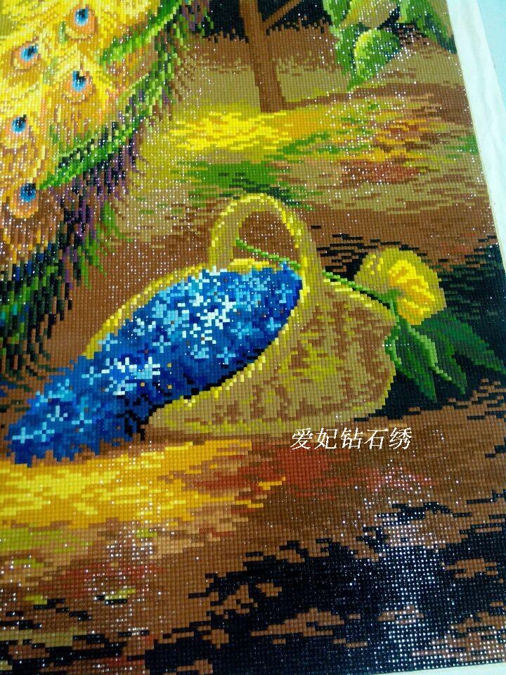 欧式古风客厅钻石十字绣贴钻画魔方钻满钻钻石画富贵荣华孔雀牡丹