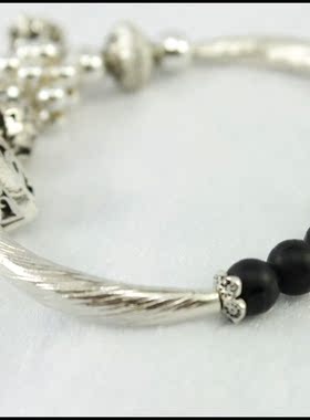 原创设计手工泰银黑玛瑙手链女