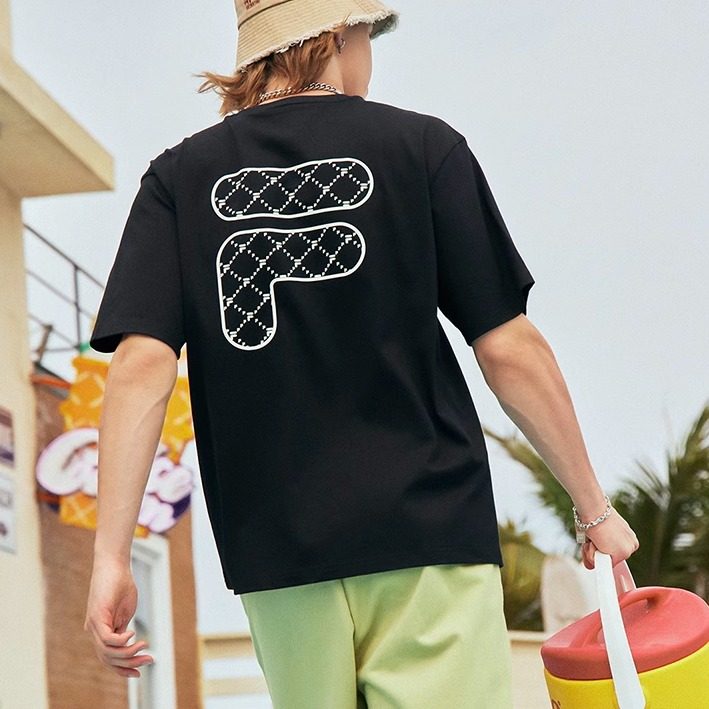 斐乐FILAFUSION潮牌运动t恤男女同款短袖纯棉透气宽松T11U326102F,淘宝优惠券,粉丝福利购,淘宝优惠卷