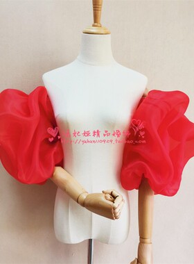 涵妃娅女春夏秋冬欧根缎泡泡袖