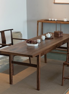 禅意新中式茶桌实木茶台组合北美黑胡桃木茶案日式简约茶室家具