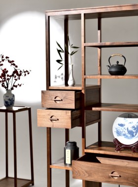 新中式博古架展示柜饰品实木