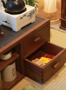 茶边飘窗白驹谷黑胡桃木新中式