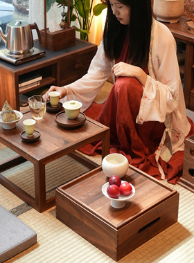茶室民宿实木中式组合小茶台茶台