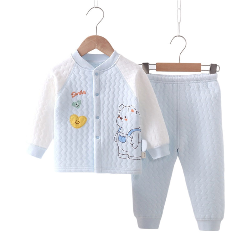 无骨卡通风婴幼儿加厚保暖内衣套装男女宝宝秋冬三层夹棉秋衣秋裤,淘宝优惠券,粉丝福利购,淘宝优惠卷
