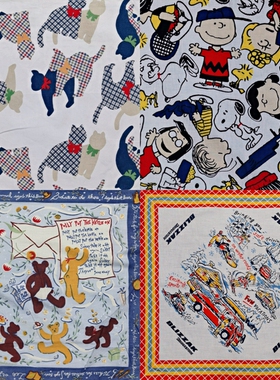 0vintage孤品复古卡通领巾手帕