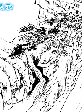 白描底稿工笔青绿直接上色熟宣纸