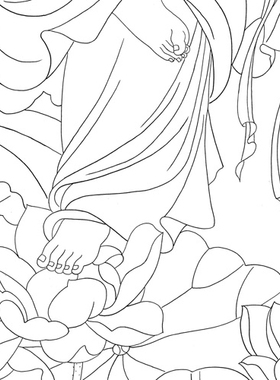 工笔画白描底稿直接上色佛像纸描