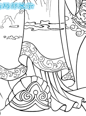文昌帝君工笔画白描底稿实物线描
