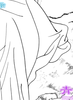 A218观音菩萨工笔画白描底稿神仙线描画稿吉祥人物条幅
