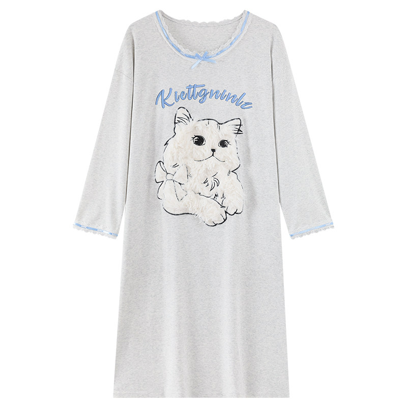 长袖睡裙少女士春秋季纯棉2025新款防凸点带胸垫睡衣秋冬款家居服,淘宝优惠券,粉丝福利购,淘宝优惠卷