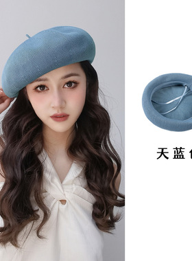 纯色男女文艺画家帽羊毛贝雷帽子