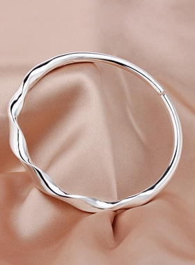 莫比乌斯环银手镯女9999纯银年轻款实心足银镯子生日礼物送女朋友