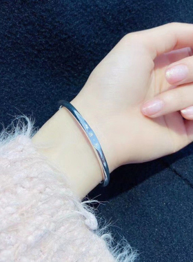 银手镯女9999纯银定制刻字款