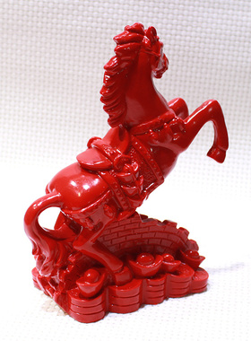 天然朱砂马到成功家居客厅摆件中式办公室工艺品商务礼品长城马红