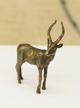 创意实心黄铜藏羚羊生肖羊小摆件