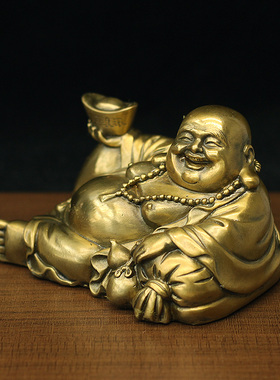 纯铜汽车车载摆件弥勒佛高枕无忧